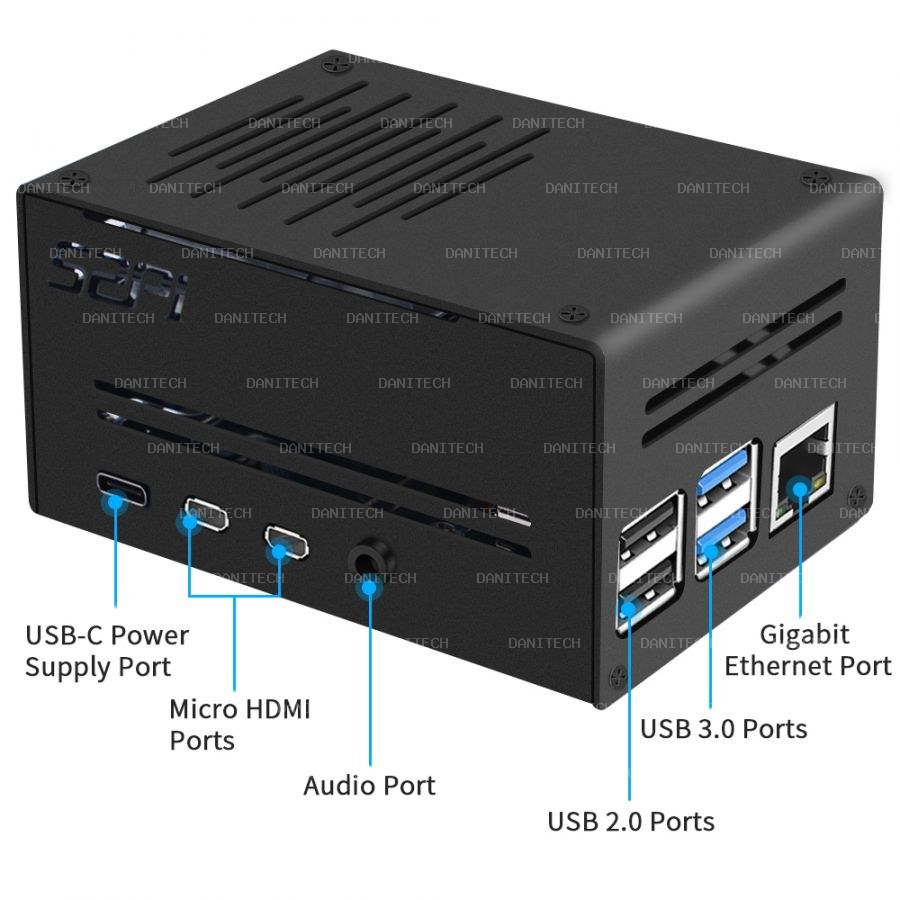 Case Metálico con ventilador Para Raspberry Pi 4 - imagen 3